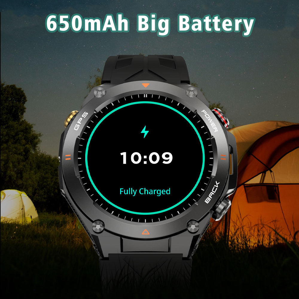 SENBONO GPS Smart Watch Men 1.45" HD Built-In GPS Altimeter Barometer Compass AI Voice