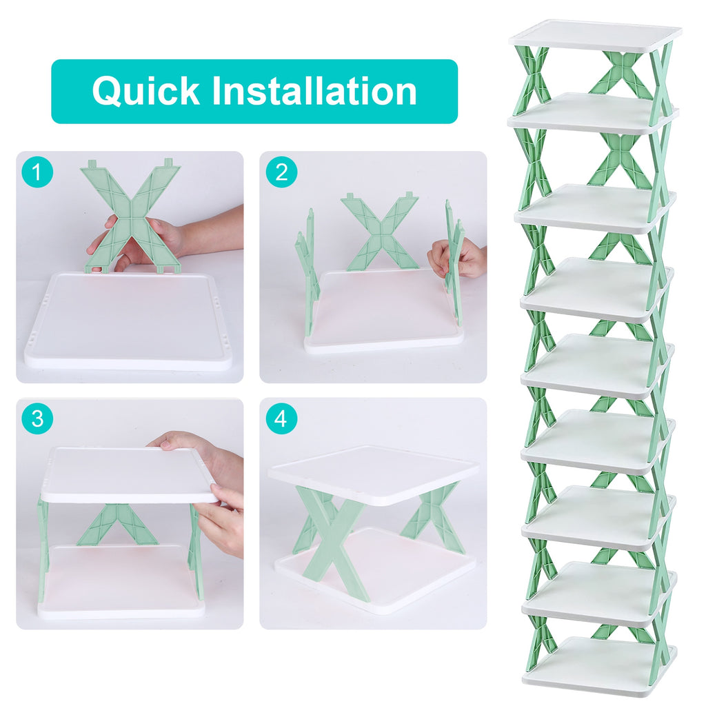 1Pc 9Tier Narrow Entryway Shoe Rack Plastic Vertical Shoe Organizer Space Saving Free Standing Shoes Storage Shelf Closet Hallway