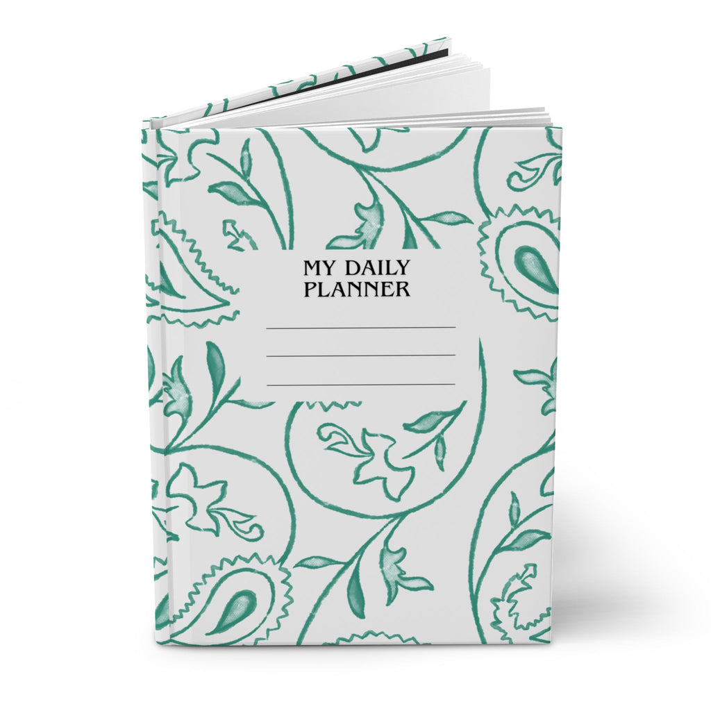 My Daily Planner Hardcover Journal – Teal Paisley Floral Design
