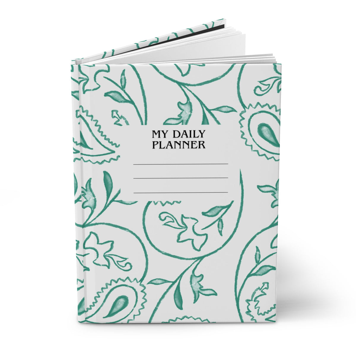My Daily Planner Hardcover Journal – Teal Paisley Floral Design