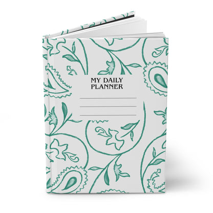 My Daily Planner Hardcover Journal – Teal Paisley Floral Design
