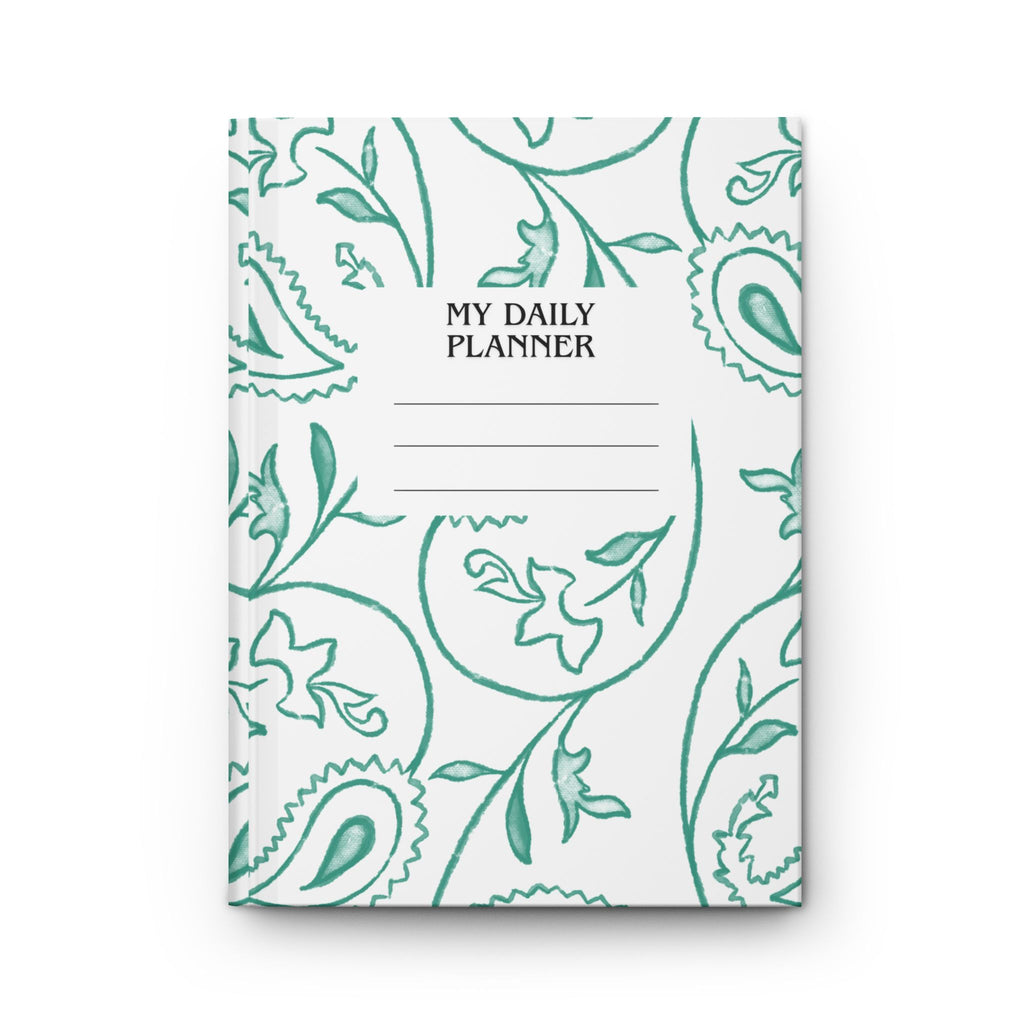 My Daily Planner Hardcover Journal – Teal Paisley Floral Design
