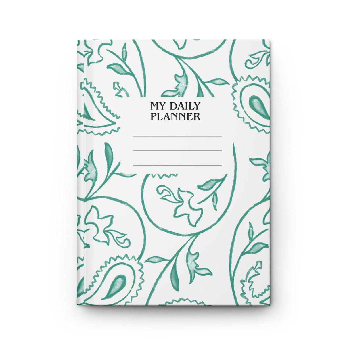 My Daily Planner Hardcover Journal – Teal Paisley Floral Design