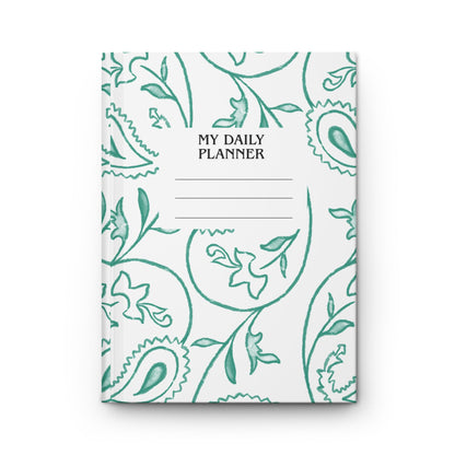 My Daily Planner Hardcover Journal – Teal Paisley Floral Design