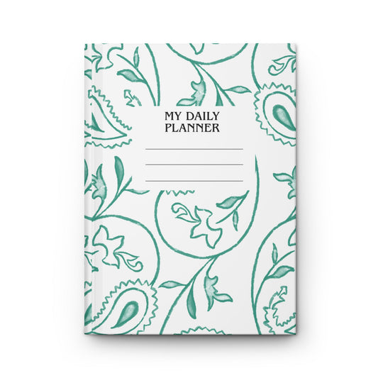 My Daily Planner Hardcover Journal – Teal Paisley Floral Design