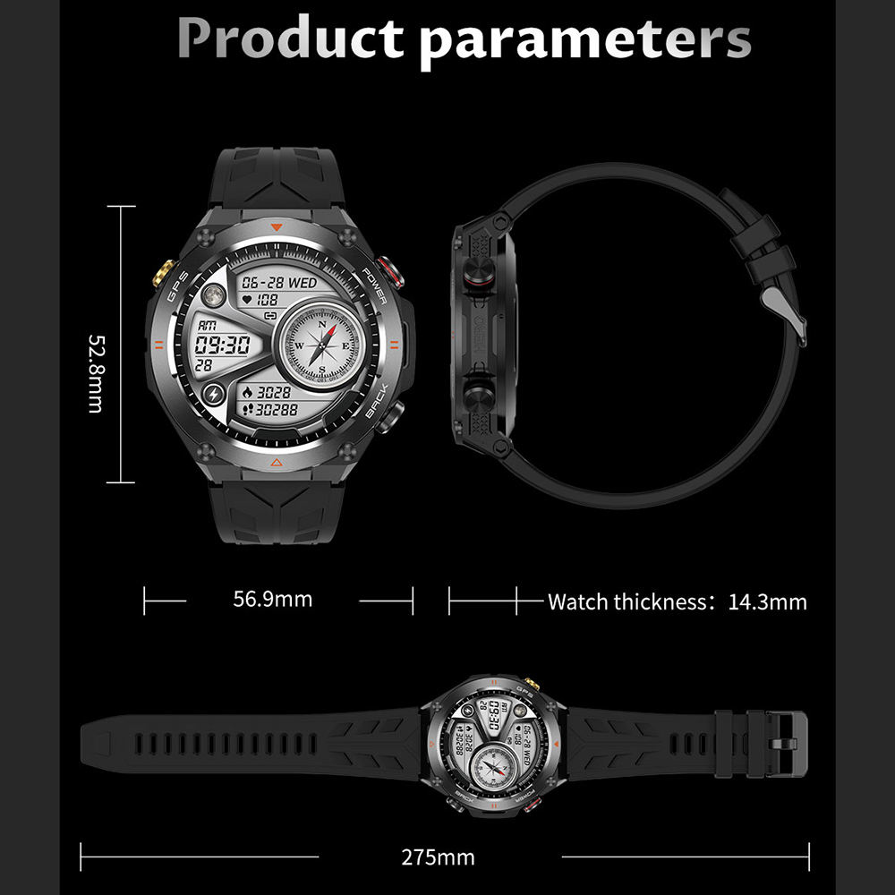 SENBONO GPS Smart Watch Men 1.45" HD Built-In GPS Altimeter Barometer Compass AI Voice