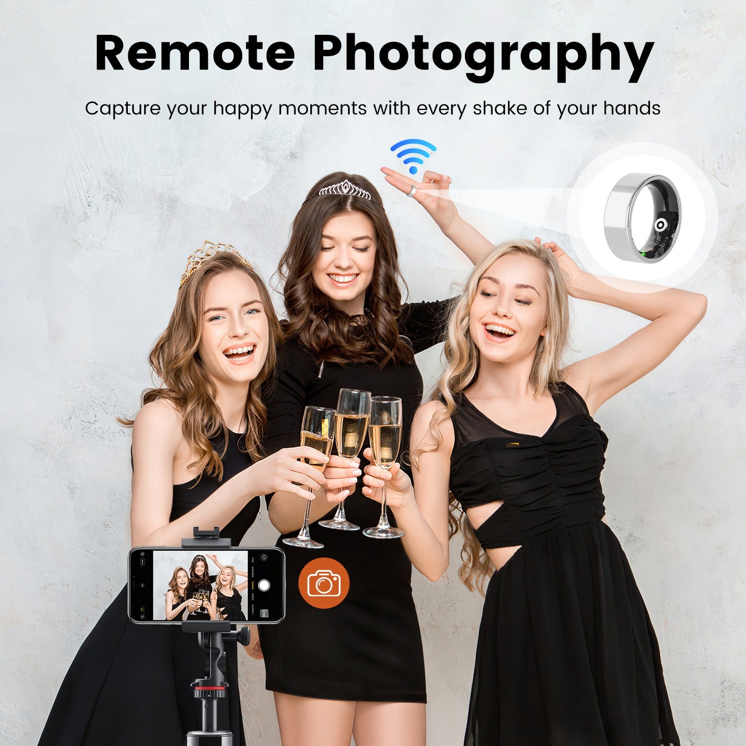 Smart Ring Health Tracker Fitness Sleep Stress HRV Tracker With Charging Case Magnetic Charging Cable For Women & Men Compatible With IOS & Android 7-Day Battery Life Size7 Size8 Size9 Size10