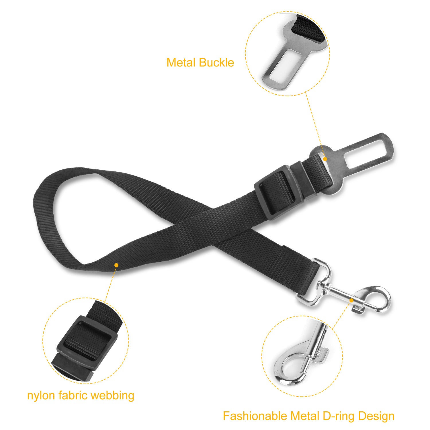 2Pcs Pet Dog Seat Belt Leash Adjustable Pet Dog- Cat Safety Leads Harness Car Vehicle Nylon Fabric Seatbelt Strap