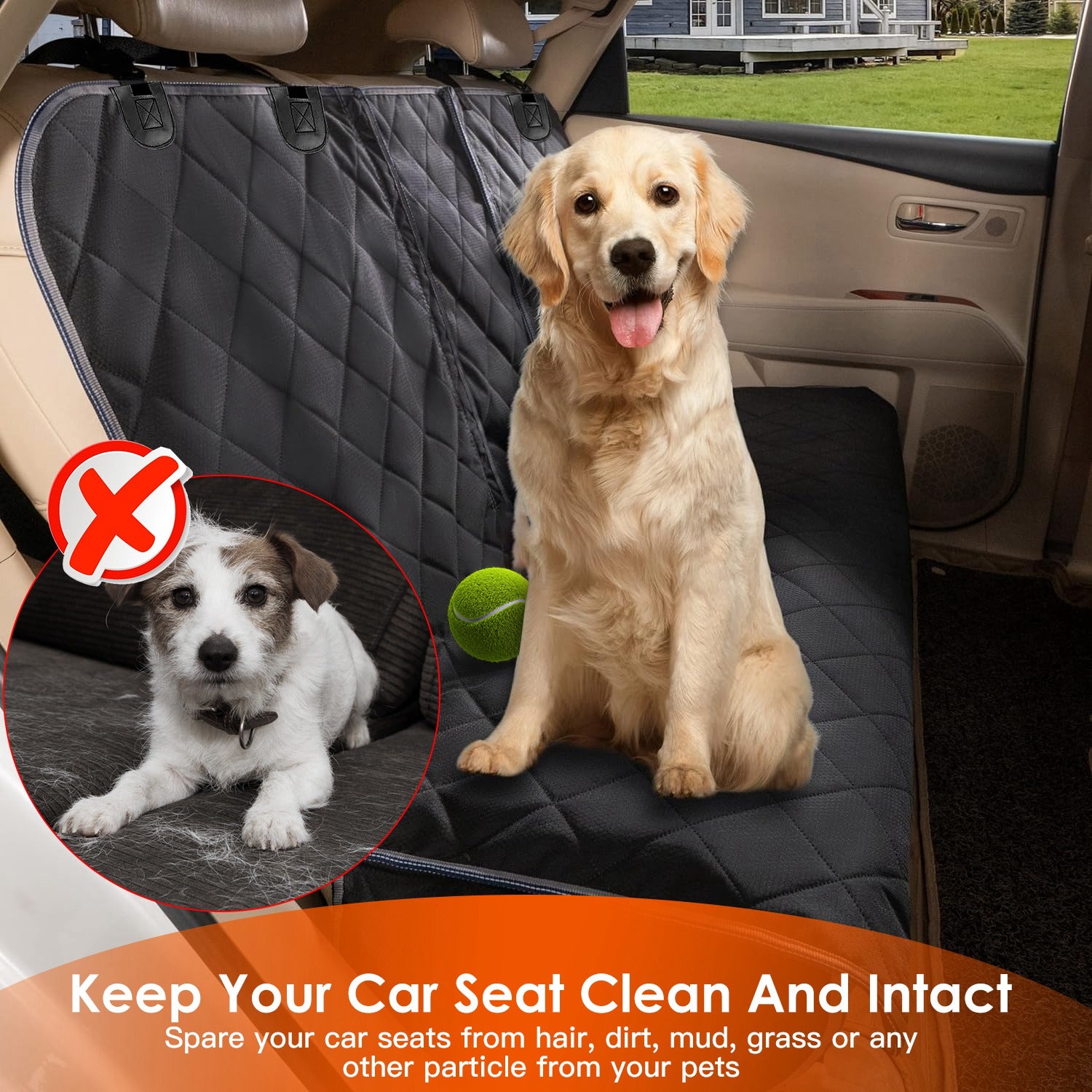 Dog Car Seat Cover Waterproof Back Seat Cover With Dog Seat Belt For Car Truck SUV