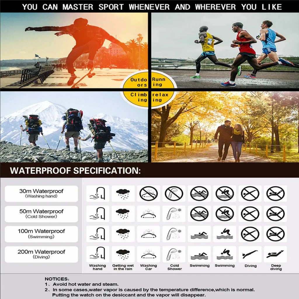 Men's Waterproof Digital Sports Watch Military Tactical LED Backlight Wristwatch