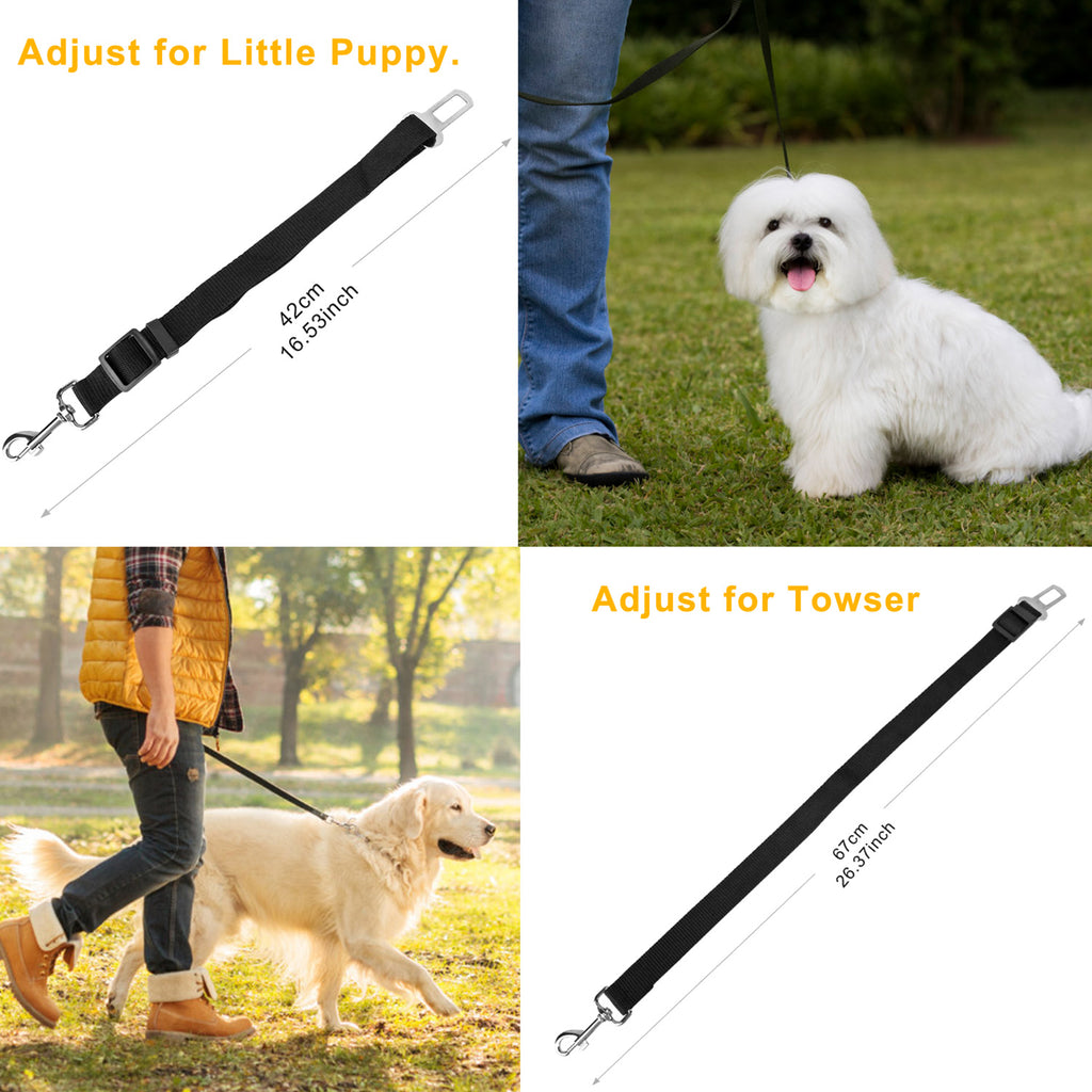 2Pcs Pet Dog Seat Belt Leash Adjustable Pet Dog- Cat Safety Leads Harness Car Vehicle Nylon Fabric Seatbelt Strap