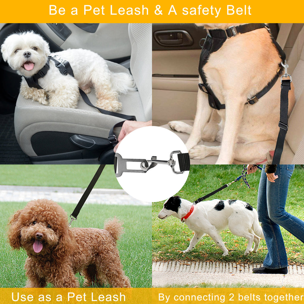 2Pcs Pet Dog Seat Belt Leash Adjustable Pet Dog- Cat Safety Leads Harness Car Vehicle Nylon Fabric Seatbelt Strap