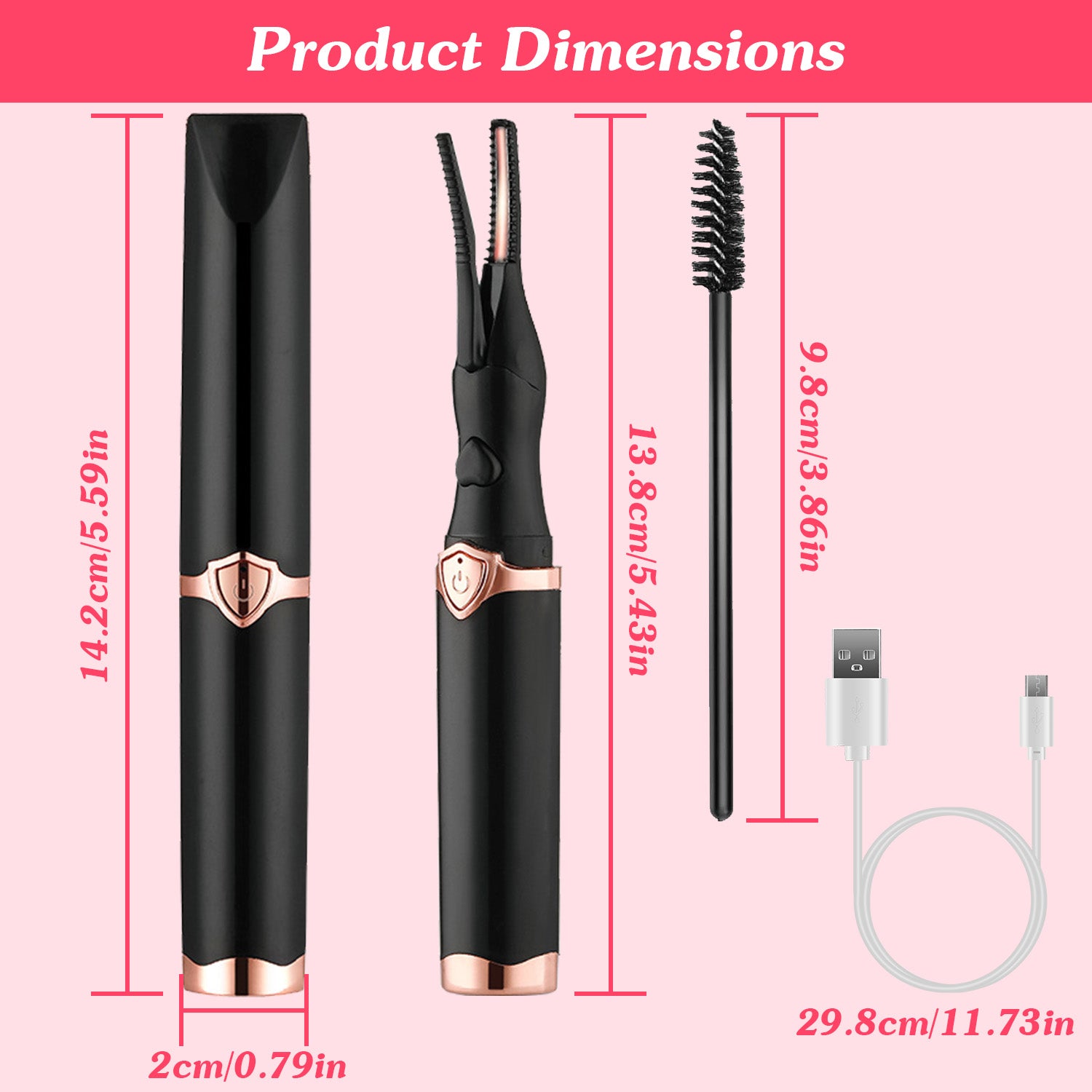 1Pc 2 In 1 Clip Comb Heated Eyelash Curler Electric Mini Lash Curler Natural Eye Lash Makeup Tool With 3 Temp Settings 15Mins Shutdown