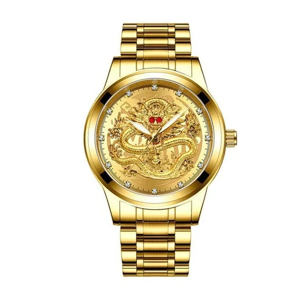 Luxury Men's Gold Diamond Quartz Watch Waterproof Stainless Steel Business Watch