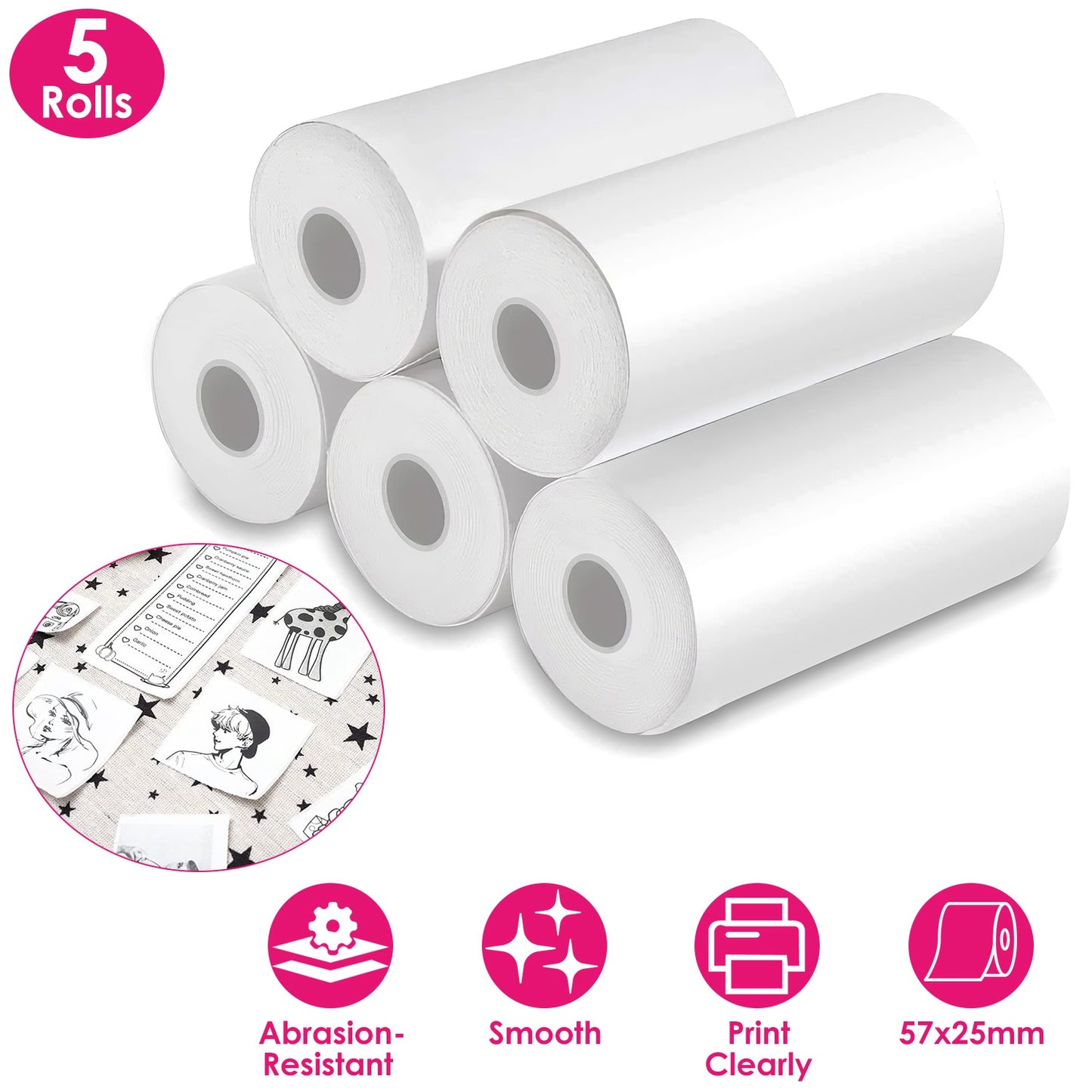 Mini Printer - Printer Paper 'Options' -- Pocket Wireless Thermal Printer Portable Mini Sticker Maker Machine Rechargeable Inkless Photo Printer For Printing Label Journal Study Notes Memo Photos