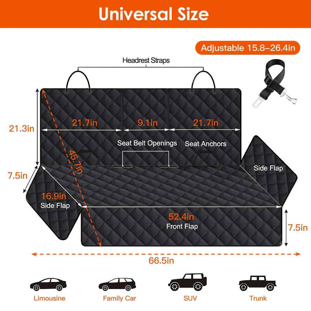 Dog Car Seat Cover Waterproof Back Seat Cover With Dog Seat Belt For Car Truck SUV