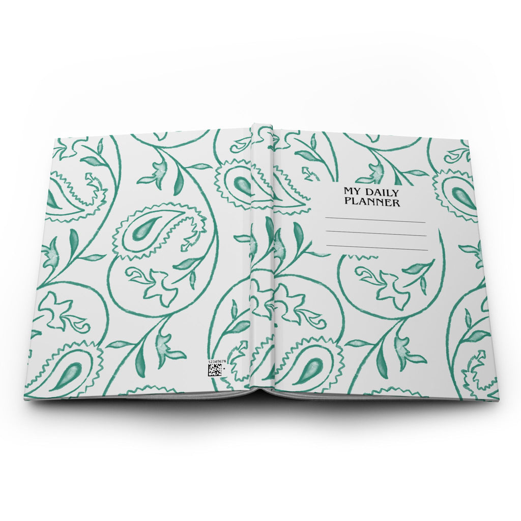 My Daily Planner Hardcover Journal – Teal Paisley Floral Design
