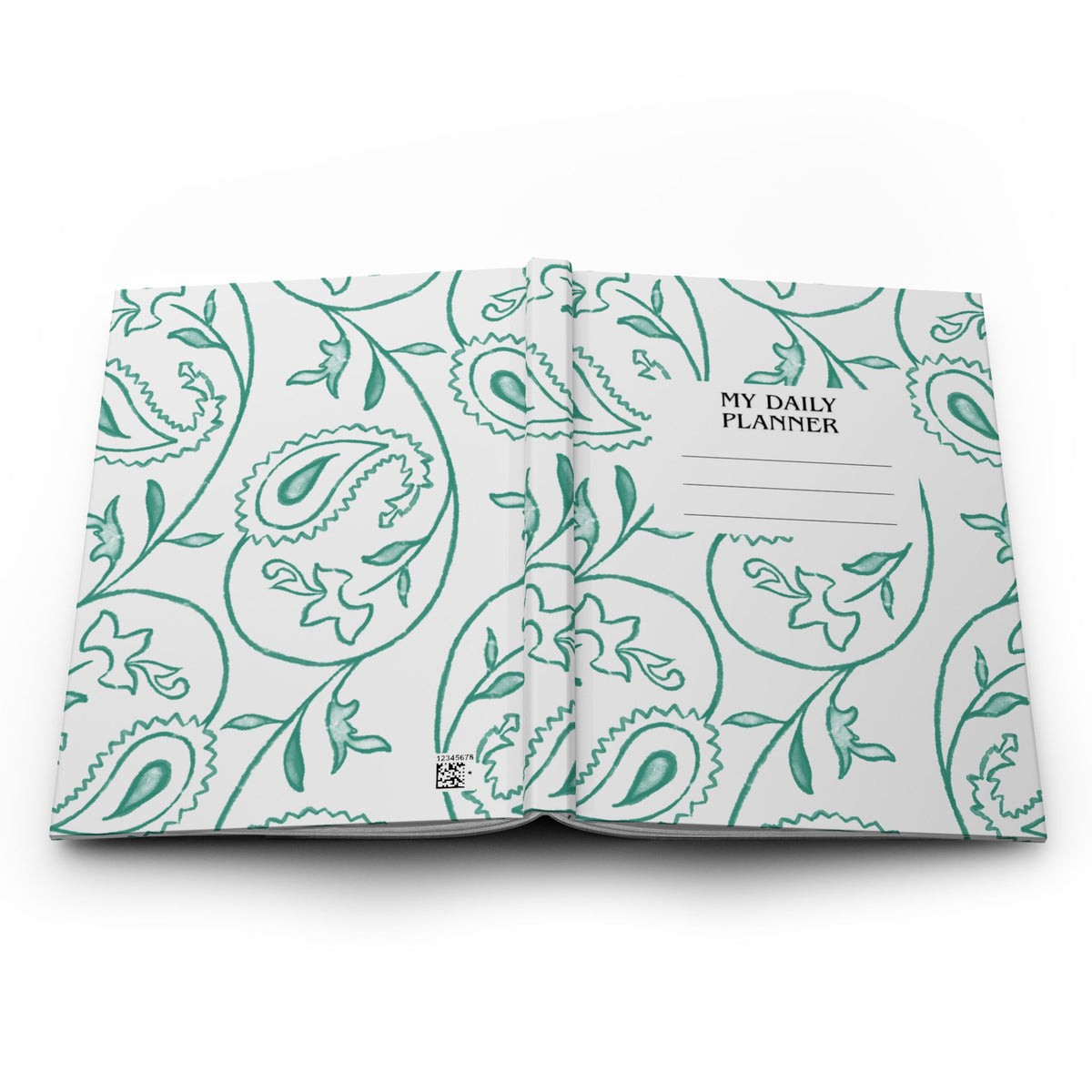 My Daily Planner Hardcover Journal – Teal Paisley Floral Design