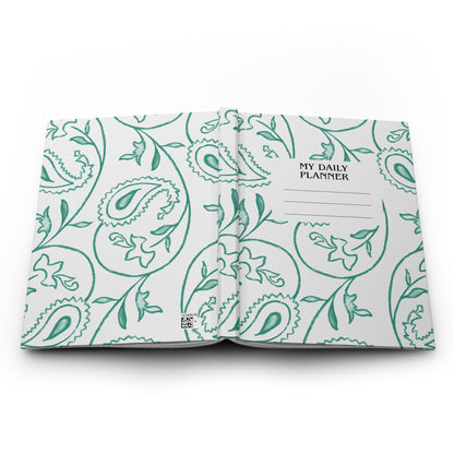 My Daily Planner Hardcover Journal – Teal Paisley Floral Design