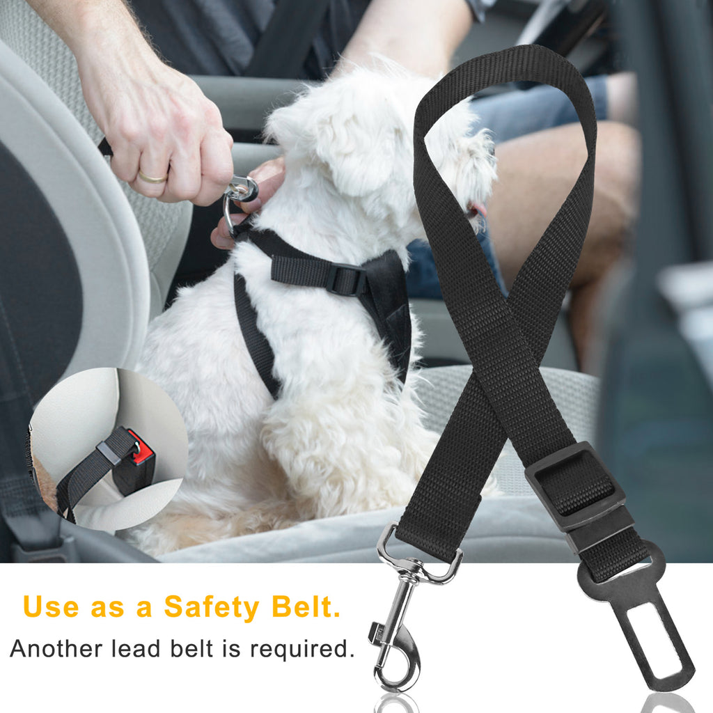 2Pcs Pet Dog Seat Belt Leash Adjustable Pet Dog- Cat Safety Leads Harness Car Vehicle Nylon Fabric Seatbelt Strap