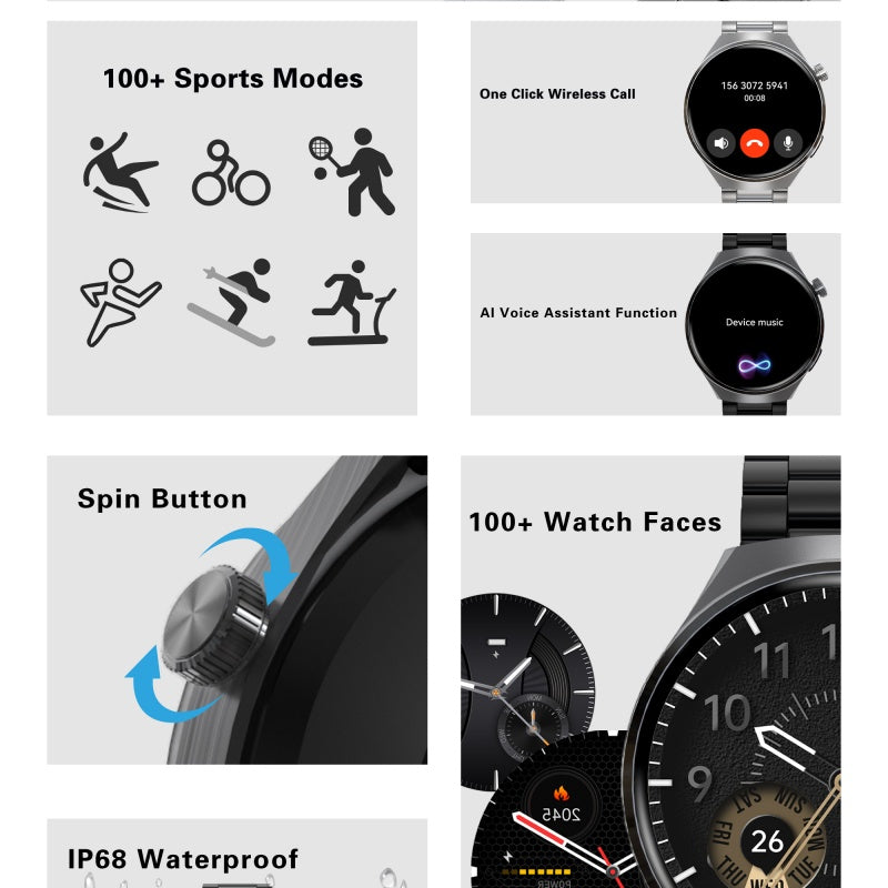 Men Bluetooth Smart Watch Answer Call Waterproof Heart Rate Fitness Tracker