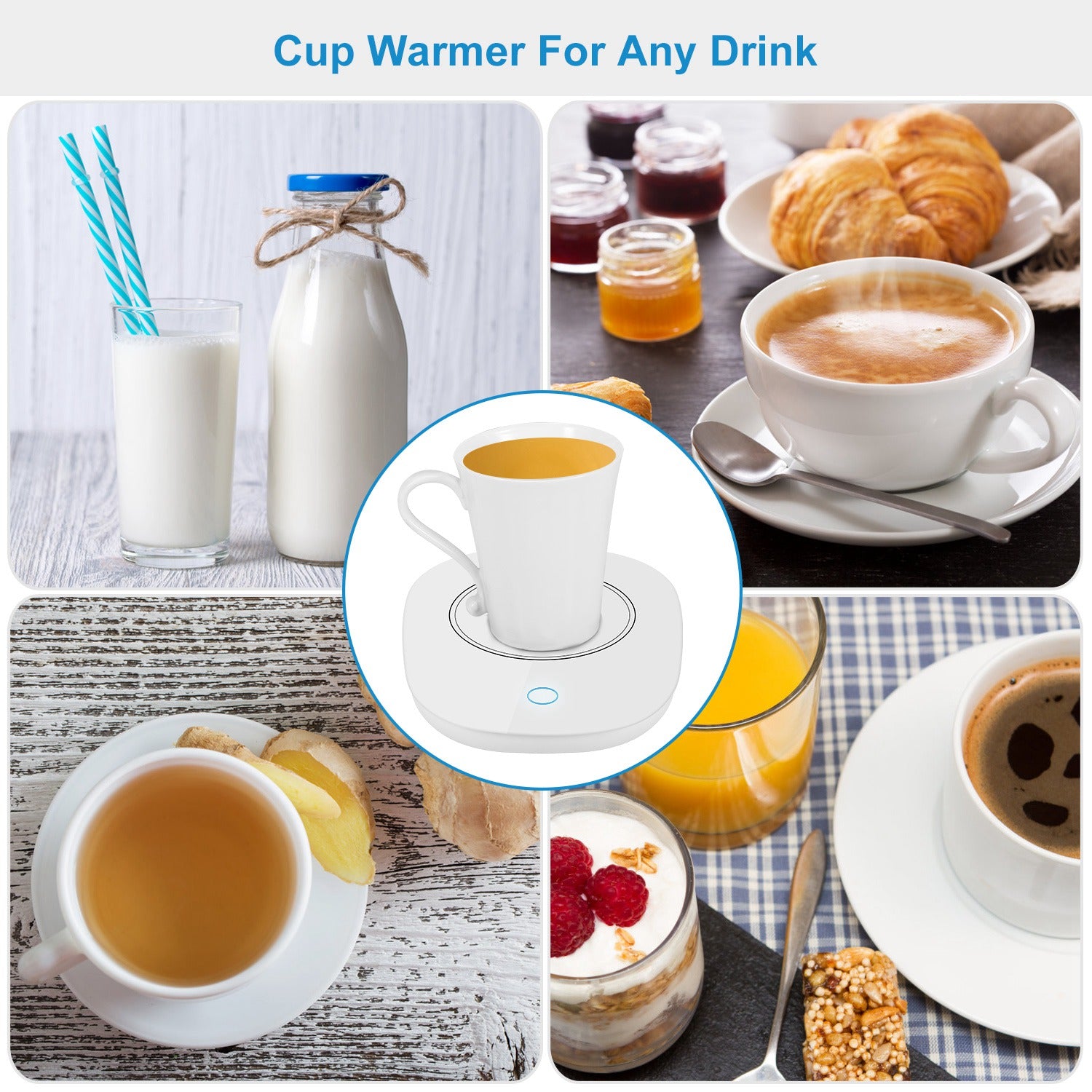 1Pc Coffee Cup Warmer Auto Shut Off- Coffee Tea Milk Electric Heater Pad Office Home Desk Electric Beverage Warmer Mat