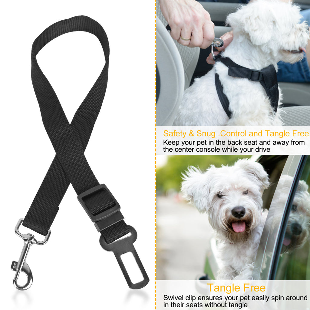 2Pcs Pet Dog Seat Belt Leash Adjustable Pet Dog- Cat Safety Leads Harness Car Vehicle Nylon Fabric Seatbelt Strap