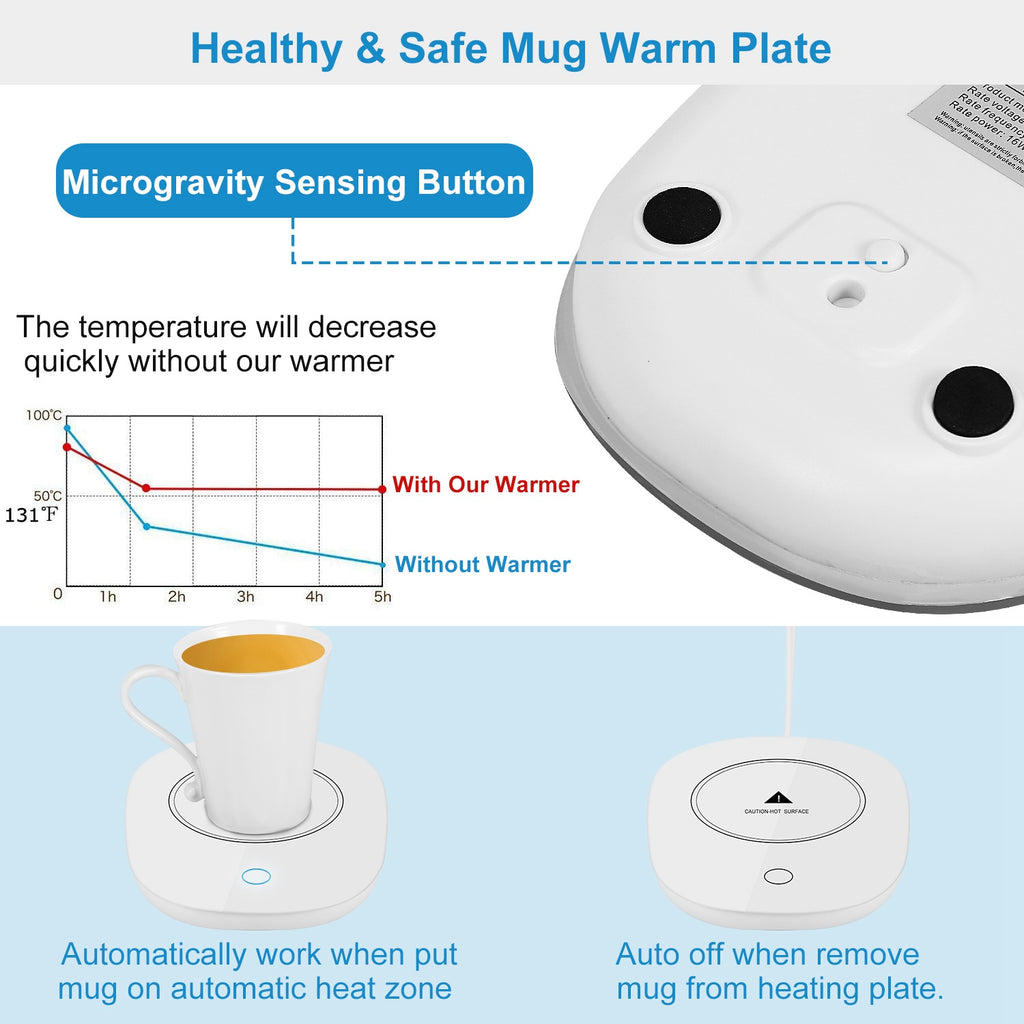 1Pc Coffee Cup Warmer Auto Shut Off- Coffee Tea Milk Electric Heater Pad Office Home Desk Electric Beverage Warmer Mat